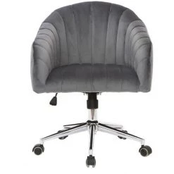 MILIBOO Fauteuil De Bureau Velours ROMI - Gris Foncé Velours - Gris Foncé Velours