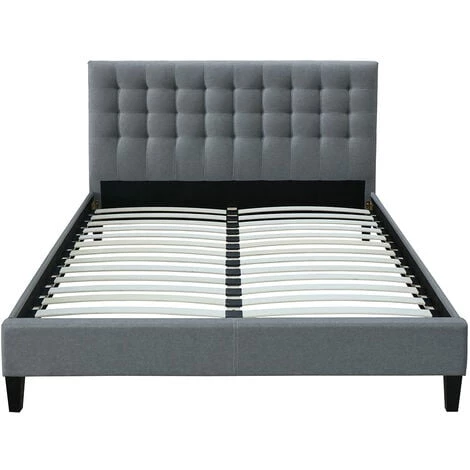 MILIBOO Lit 160x200 Capitonné En Tissu Gris Clair DANAE - Gris Clair 3 MILIBOO Lit 160x200 Capitonné En Tissu Gris Clair DANAE - Gris Clair