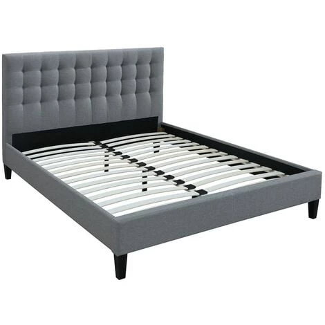 MILIBOO Lit 160x200 Capitonné En Tissu Gris Clair DANAE - Gris Clair 4 MILIBOO Lit 160x200 Capitonné En Tissu Gris Clair DANAE - Gris Clair – Image 2