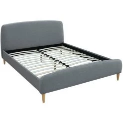 MILIBOO Lit 140x200 En Tissu Bois NIELS - Gris Clair - Gris Clair -France MILIBOO Soldes 2022 13950335 2