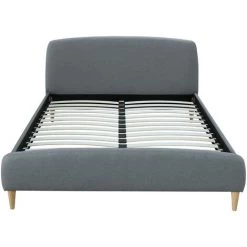 MILIBOO Lit Design Tissu Bois 160 X 200 NIELS - Gris - Gris