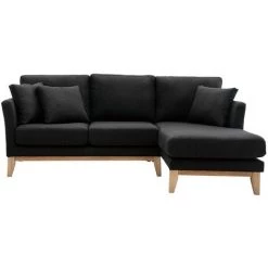 MILIBOO Canapé D'angle Droit Scandinave Déhoussable OSLO - Gris Foncé - Gris Foncé