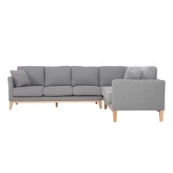 MILIBOO Canapé D'angle Scandinave 5-6 Places En Tissu Gris Clair Déhoussable OSLO - Gris Clair