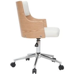 MILIBOO Chaise De Bureau Design Blanche Et Bois Clair Avec Coussin Intégré MAYOL - Bois Clair / Blanc -France MILIBOO Soldes 2022 13950439 3