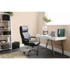 MILIBOO Fauteuil De Bureau Cuir CITY - Cuir De Vache - Noir - Noir -France MILIBOO Soldes 2022 13950444 5