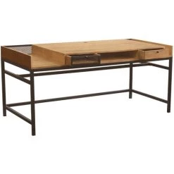 MILIBOO Bureau Design En Manguier Massif Et Métal Noir L180 Cm RACK - Bois Clair / Noir -France MILIBOO Soldes 2022 13950460 2