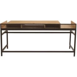 MILIBOO Bureau Design En Manguier Massif Et Métal Noir L180 Cm RACK - Bois Clair / Noir -France MILIBOO Soldes 2022 13950460 4