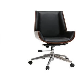 MILIBOO Fauteuil De Bureau Design Bois CURVED - Noyer / Noir - Noyer / Noir -France MILIBOO Soldes 2022 13950502 2