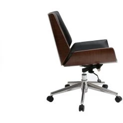 MILIBOO Fauteuil De Bureau Design Bois CURVED - Noyer / Noir - Noyer / Noir -France MILIBOO Soldes 2022 13950502 3