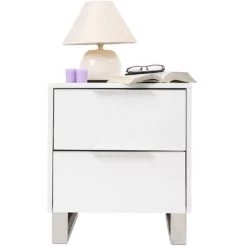 MILIBOO Table De Chevet Design Laquée Blanche HALIFAX - Blanc Laqué