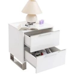 MILIBOO Table De Chevet Design Laquée Blanche HALIFAX - Blanc Laqué -France MILIBOO Soldes 2022 13974656 3