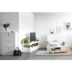 Meuble TV Design Bois LIVO - Miliboo & Stéphane Plaza - Blanc Et Noir Laqué - Blanc Et Noir Laqué -France MILIBOO Soldes 2022 13974658 5