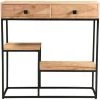 MILIBOO Console 2 Tiroirs En Acacia Massif Et Métal L80 Cm GRENELLE - Bois Clair / Noir -France MILIBOO Soldes 2022 13974678 1