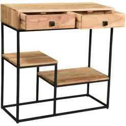 MILIBOO Console 2 Tiroirs En Acacia Massif Et Métal L80 Cm GRENELLE - Bois Clair / Noir 8 MILIBOO Console 2 Tiroirs En Acacia Massif Et Métal L80 Cm GRENELLE - Bois Clair / Noir -France MILIBOO Soldes 2022 13974678 3