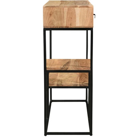 MILIBOO Console 2 Tiroirs En Acacia Massif Et Métal L80 Cm GRENELLE - Bois Clair / Noir 6 MILIBOO Console 2 Tiroirs En Acacia Massif Et Métal L80 Cm GRENELLE - Bois Clair / Noir – Image 4