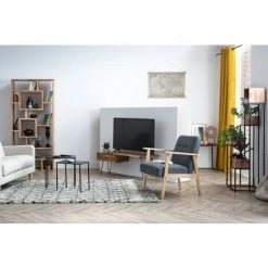 MILIBOO Support De Plantes En Acacia Massif Et Métal Noir PIANO - Naturel -France MILIBOO Soldes 2022 13974683 5