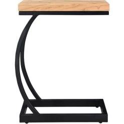 MILIBOO Table D'appoint En Acacia Massif Et Métal Noir BREAK - Naturel