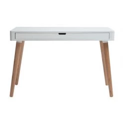MILIBOO Bureau Design Scandinave Blanc Et Boisavec Tiroir L115 Cm TOTEM - Blanc
