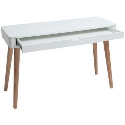 MILIBOO Bureau Design Scandinave Blanc Et Boisavec Tiroir L115 Cm TOTEM - Blanc -France MILIBOO Soldes 2022 14063213 3