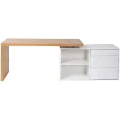 MILIBOO Bureau Design Modulable Blanc Brillant Et Frêne NEW MAX - Blanc