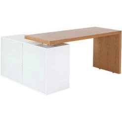 MILIBOO Bureau Design Modulable Blanc Brillant Et Frêne NEW MAX - Blanc -France MILIBOO Soldes 2022 14063217 4