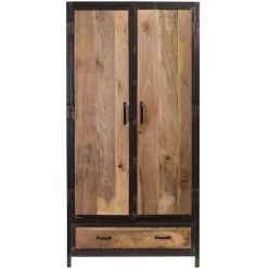 MILIBOO Armoire Industrielle Métal Et Manguier Massif INDUSTRIA - Bois Clair / Noir