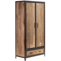 MILIBOO Armoire Industrielle Métal Et Manguier Massif INDUSTRIA - Bois Clair / Noir -France MILIBOO Soldes 2022 14074388 3