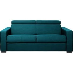 MILIBOO Canapé Convertible 3 Places Avec Têtières Ajustables NORO - Bleu Canard Mat - Bleu Canard Mat