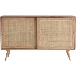 MILIBOO Buffet En Manguier Massif Et Cannage ACANGE - Naturel