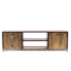 MILIBOO Meuble TV Industriel En Manguier Massif L178 Cm INDUSTRIA - Bois Clair / Blanc