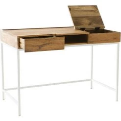 MILIBOO Bureau Design Manguier Massif Et Métal Blanc BOHO - Bois Clair / Blanc -France MILIBOO Soldes 2022 14368547 3