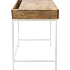 MILIBOO Bureau Design Manguier Massif Et Métal Blanc BOHO - Bois Clair / Blanc -France MILIBOO Soldes 2022 14368547 4