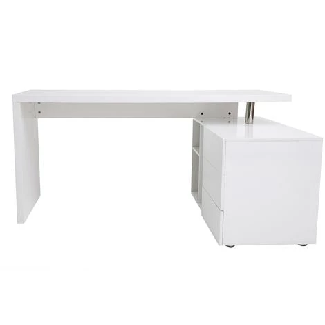 MILIBOO Bureau Design Brillant Rangements à Droite MAXI - Blanc Laqué - Blanc Laqué 3 MILIBOO Bureau Design Brillant Rangements à Droite MAXI - Blanc Laqué - Blanc Laqué