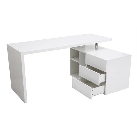 MILIBOO Bureau Design Brillant Rangements à Droite MAXI - Blanc Laqué - Blanc Laqué 4 MILIBOO Bureau Design Brillant Rangements à Droite MAXI - Blanc Laqué - Blanc Laqué – Image 2