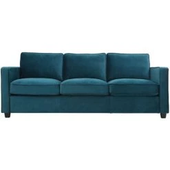MILIBOO Canapé Design Velours 3 Places BROOKLYN - Bleu Canard Velours - Bleu Canard Velours