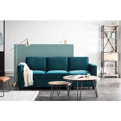 MILIBOO Canapé Design Velours 3 Places BROOKLYN - Bleu Canard Velours - Bleu Canard Velours 7 MILIBOO Canapé Design Velours 3 Places BROOKLYN - Bleu Canard Velours - Bleu Canard Velours – Image 5