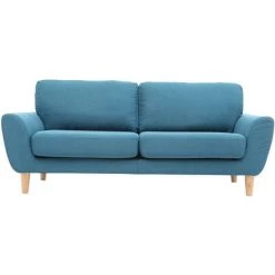 MILIBOO Canapé Scandinave Tissu 3 Places ALICE - Bleu Canard - Bleu Canard