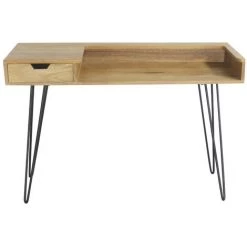 MILIBOO Bureau Design En Manguier Massif Et Métal Noir VIBES - Naturel