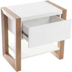 MILIBOO Table De Chevet Blanc Et Chêne ARMEL - Blanc -France MILIBOO Soldes 2022 14657014 3