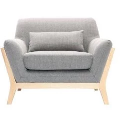 MILIBOO Fauteuil Design Pieds Bois YOKO - Gris Perle - Gris Perle