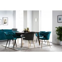 MILIBOO Chaises Design En Velours Pieds Métal (lot De 2) BURTON - Bleu Pétrole Velours - Bleu Pétrole Velours -France MILIBOO Soldes 2022 14827858 5