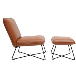 MILIBOO Fauteuil Vintage Marron Avec Repose Pied PHILO - Marron Clair -France MILIBOO Soldes 2022 14838455 3