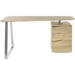 MILIBOO Bureau Design Avec Rangements Métal Et Bois L150 JANIS - Chêne Clair
