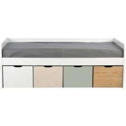 MILIBOO Lit Enfant Avec Rangements 4 Tiroirs Bois, MOLENE - Vert Lagon - Vert Lagon