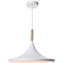 MILIBOO Suspension Métal Blanc Et Bois D36 Cm JAVA - Blanc