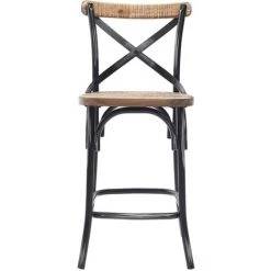 MILIBOO Tabouret De Bar Industriel En Bois Et Métal Vieilli Noir 65 Cm JAKE - Noir