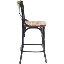 MILIBOO Tabouret De Bar Industriel En Bois Et Métal Vieilli Noir 65 Cm JAKE - Noir -France MILIBOO Soldes 2022 15117565 3
