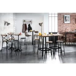 MILIBOO Tabouret De Bar Industriel En Bois Et Métal Vieilli Noir 65 Cm JAKE - Noir -France MILIBOO Soldes 2022 15117565 5