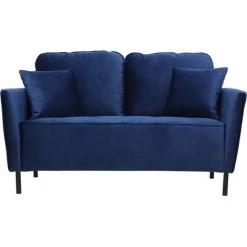 MILIBOO Canapé 2 Places En Velours Bleu BEKA - Bleu Foncé Velours