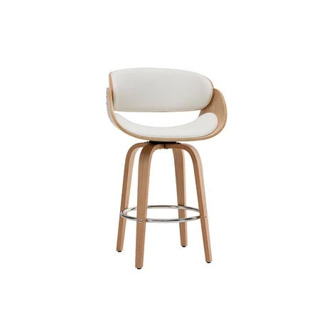 MILIBOO Tabouret De Bar Pivotant Bois 65 Cm BENT - Bois Clair / Blanc - Bois Clair / Blanc 4 MILIBOO Tabouret De Bar Pivotant Bois 65 Cm BENT - Bois Clair / Blanc - Bois Clair / Blanc – Image 2